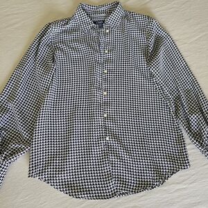 Chaps Black and White Casual Gingham Shirt